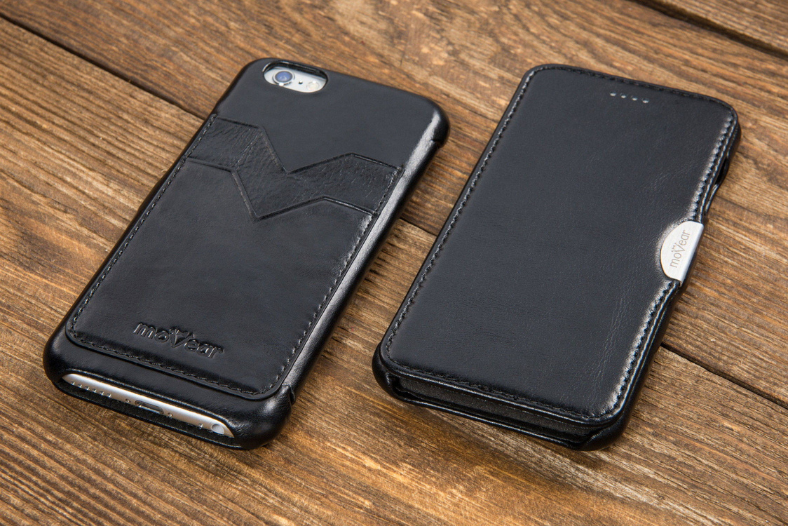 moVear flipSide C+ Skórzane Etui do Apple iPhone 6 / 6s | Skóra Vintage | Czarny