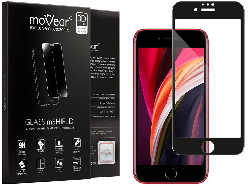 moVear GLASS mSHIELD 3D PRO do Apple iPhone SE (2022 / 2020) / 8 / 7 (4.7") (na cały ekran)