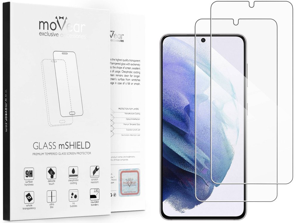 2 szt. | moVear GLASS mSHIELD 2.5D do Samsung Galaxy S21 (6.2") (kompatybilne z etui)