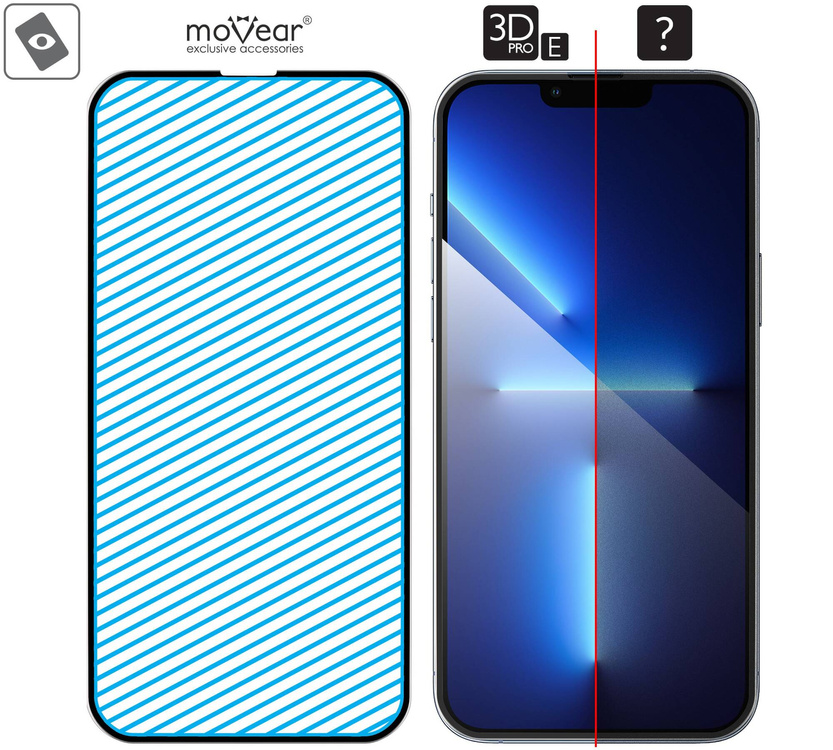 moVear GLASS mSHIELD 3D PRO-E do Apple iPhone 14 Plus / 13 Pro Max (6.7") (kompatybilne z etui)