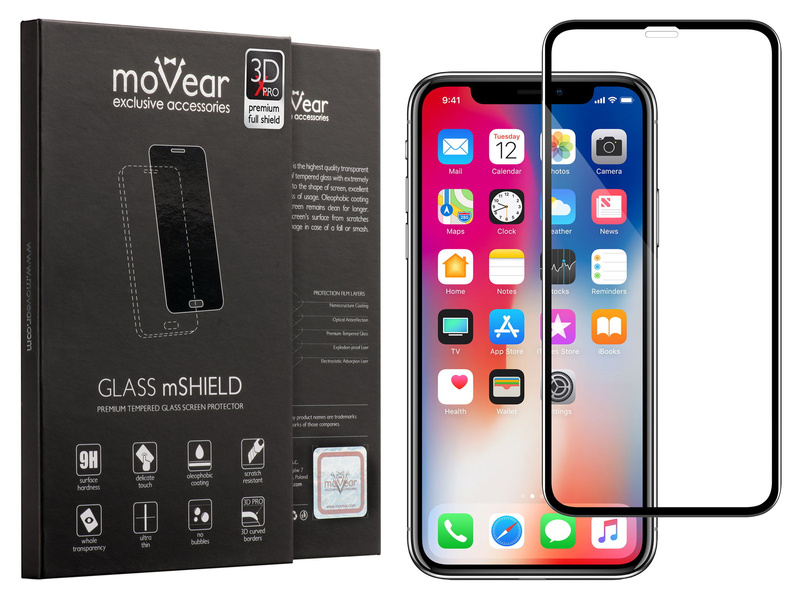 moVear GLASS mSHIELD 3D X-PRO na Apple iPhone Xs / X | Szkło Hartowane na Cały Ekran, 9H