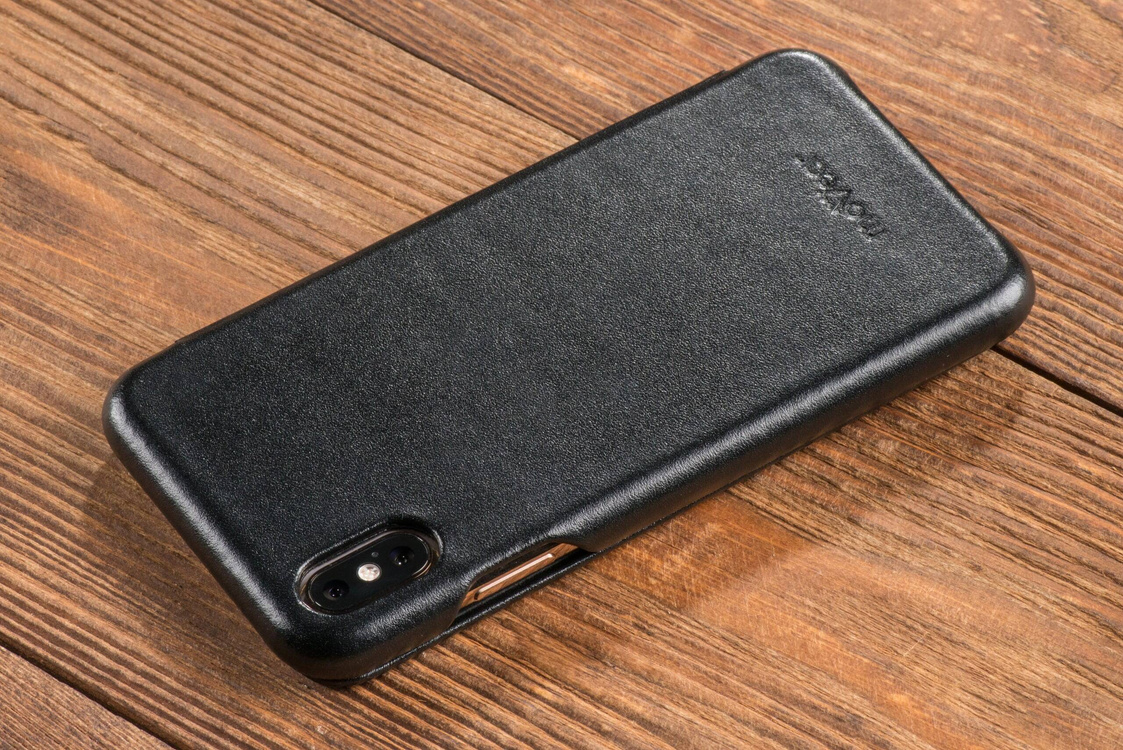 moVear flipSide S skórzane etui do Apple iPhone Xs MAX (6.5") | Skóra naturalna gładka (Czarna)