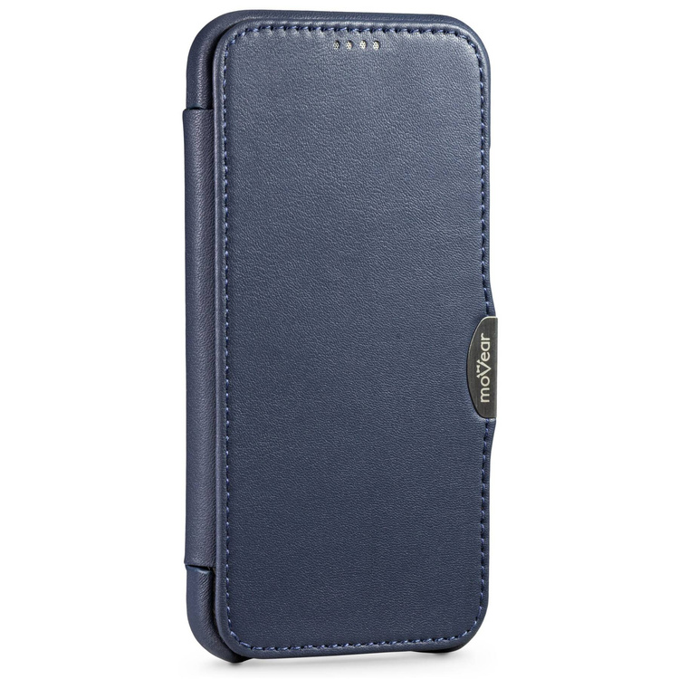 moVear flipSide C skórzane etui do Apple iPhone 12 Pro / 12 (6.1") | Skóra naturalna nappa (Granatowa)