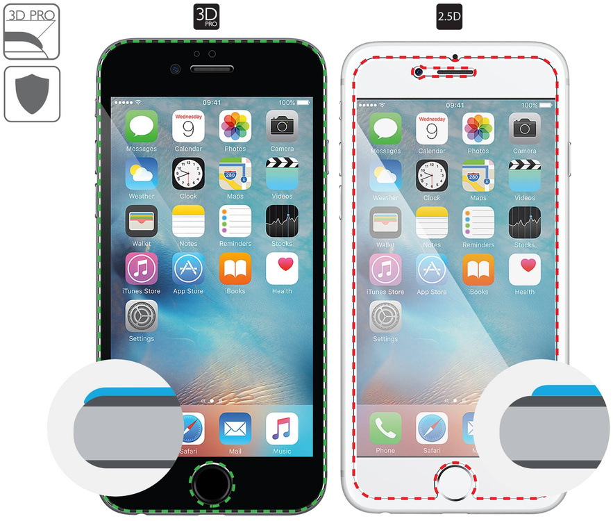 2 szt. | moVear GLASS mSHIELD 3D PRO do Apple iPhone 6 Plus / 6s Plus (5.5") (na cały ekran)