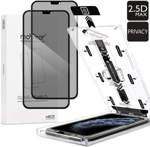 2 szt. | moVear mBOX GLASS mSHIELD 2.5D MAX privacy do Apple iPhone 11 Pro / Xs / X (5.8") (Anty spy, z Aplikatorem)