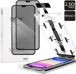 2 szt. | moVear mBOX GLASS mSHIELD 2.5D MAX privacy do Apple iPhone 11 / Xr (6.1") (Anty spy, z Aplikatorem)