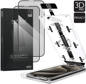 2 szt. | moVear mBOX GLASS mSHIELD 3D PRO privacy do Apple iPhone 15 Pro (6.1") (Prywatyzujące, z Aplikatorem)