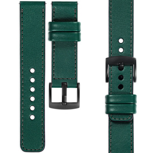 moVear Prestige C1 Skórzany pasek 18mm do zegarka | Zielony butelkowy, grafitowe przeszycie [rozmiary XS-XXL i klamra do wyboru]