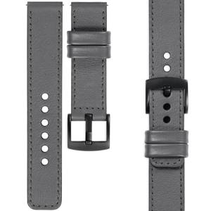 moVear Prestige C1 Skórzany pasek 22mm do Garmin Vivoactive 4, Venu 3/2 | Szary, grafitowe przeszycie [rozmiary XS-XXL i klamra do wyboru]