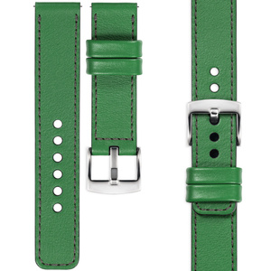 moVear Prestige C1 Skórzany pasek 24mm do zegarka | Zielony, grafitowe przeszycie [rozmiary XS-XXL i klamra do wyboru]