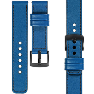moVear Prestige C1 Skórzany pasek 26mm do zegarka | Niebieski, czarne przeszycie [rozmiary XS-XXL i klamra do wyboru]