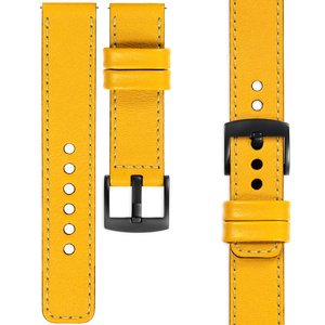 moVear Prestige C1 Skórzany pasek 26mm do zegarka | Żółty, żółte przeszycie [rozmiary XS-XXL i klamra do wyboru]
