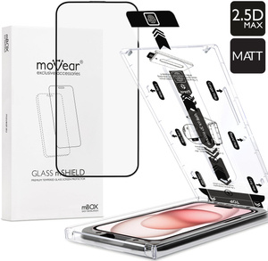 moVear mBOX GLASS mSHIELD 2.5D MAX MATT do Apple iPhone 16 / 15 (6,1") (Antyrefleksyjne, kompatybilne z etui, z Aplikatorem)