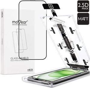 moVear mBOX GLASS mSHIELD 2.5D MAX MATT do Apple iPhone 16 Plus / 15 Plus (6.7") (Antyrefleksyjne, kompatybilne z etui, z Aplikatorem)