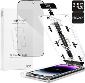 moVear mBOX GLASS mSHIELD 2.5D MAX privacy do Apple iPhone 14 Pro Max (6.7") (Anty spy, z Aplikatorem)