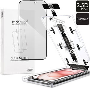 moVear mBOX GLASS mSHIELD 2.5D MAX privacy do Apple iPhone 16 / 15 (6,1") (Anty spy, z Aplikatorem)