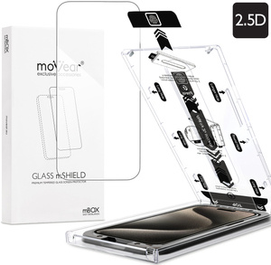 moVear mBOX GLASS mSHIELD 2.5D do Apple iPhone 16 / 15 / 15 Pro (6.1") (łatwy montaż)