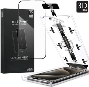 moVear mBOX GLASS mSHIELD 3D PRO do Apple iPhone 15 Pro (6.1") (łatwy montaż)