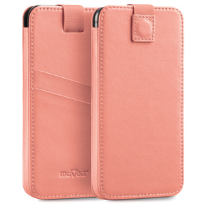 moVear pocketCase C+ skórzana wsuwka do Apple iPhone 16/15/14 Plus, 13/12/11 Pro MAX, Xs MAX / 11 / XR / 8/7/6 Plus | Skóra naturalna nappa (Różowa)