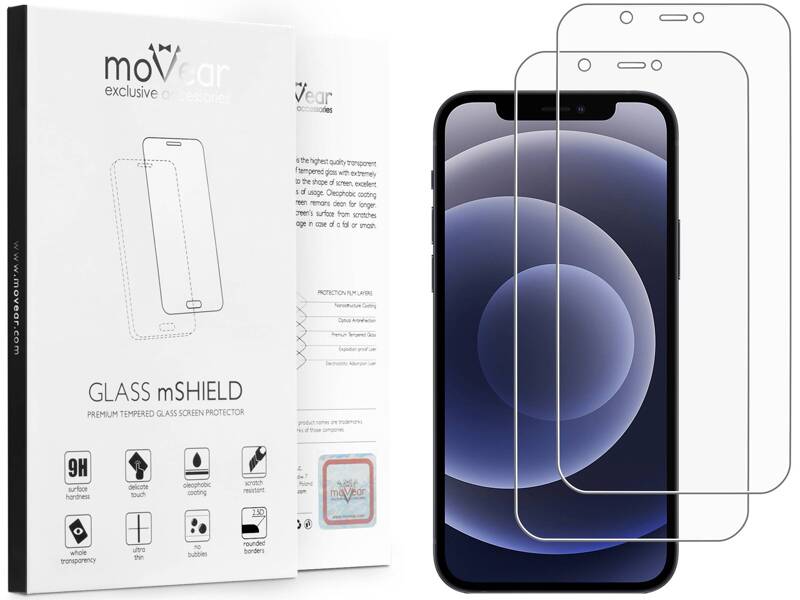 2 szt. | moVear GLASS mSHIELD 2.5D MATT do Apple iPhone 12 Pro / 12 (6.1") (Antyrefleksyjne, kompatybilne z etui)