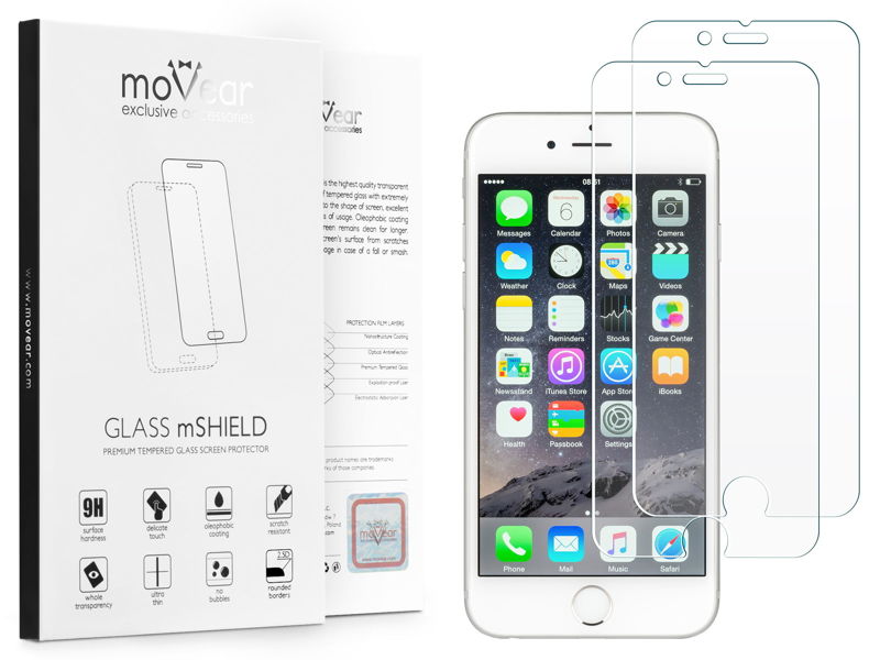 2 szt. | moVear GLASS mSHIELD 2.5D MATT na iPhone 6 Plus / 6s Plus | Matowe Szkło Hartowane do etui, 9H