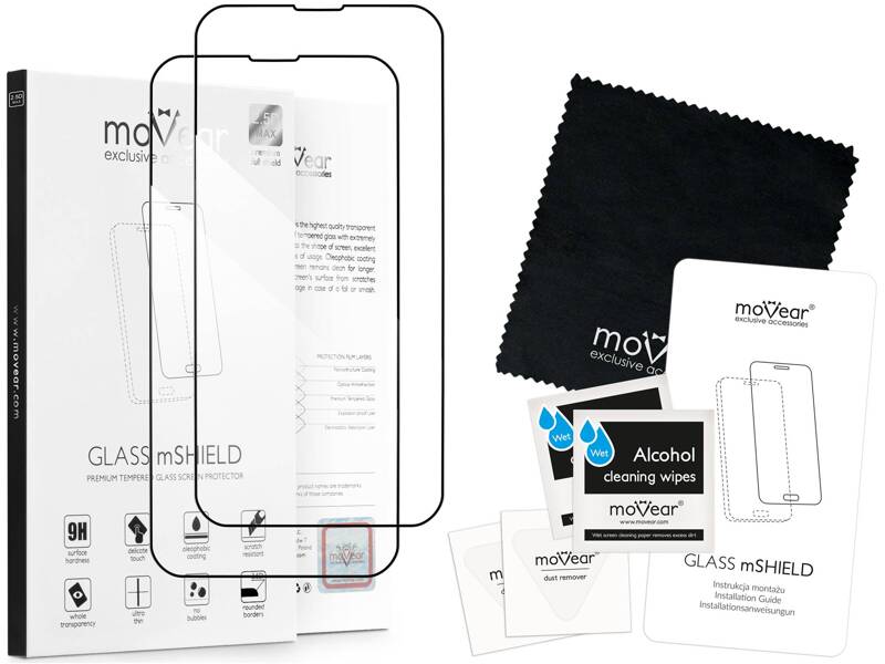 2 szt. | moVear GLASS mSHIELD 2.5D MAX do Apple iPhone 14 / 13 / 13 Pro (6.1") (kompatybilne z etui)