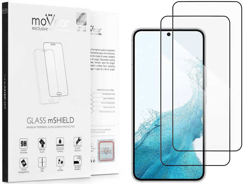 2 szt. | moVear GLASS mSHIELD 2.5D MAX do Samsung Galaxy S22 (6.1") (kompatybilne z etui)
