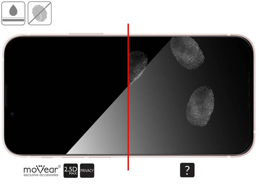 2 szt. | moVear GLASS mSHIELD 2.5D MAX privacy do Apple iPhone 13 Mini (5.4") (Prywatyzujące, kompatybilne z etui)