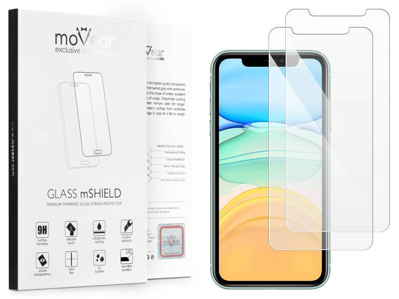 2 szt. | moVear GLASS mSHIELD 2.5D do Apple iPhone 11 / Xr (6.1") (kompatybilne z etui)