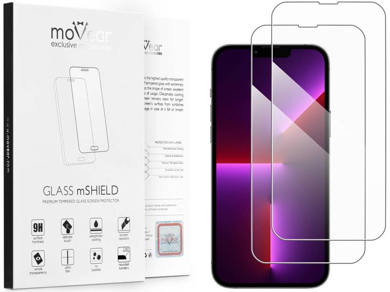 2 szt. | moVear GLASS mSHIELD 2.5D do Apple iPhone 14 Plus / 13 Pro Max (6.7") (kompatybilne z etui)