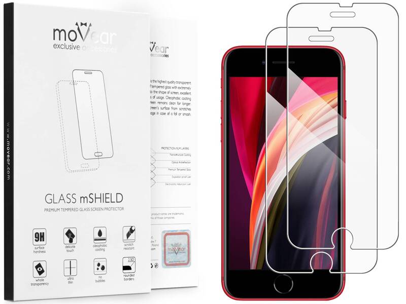 2 szt. | moVear GLASS mSHIELD 2.5D do Apple iPhone 8 / 7 (4.7") (kompatybilne z etui)