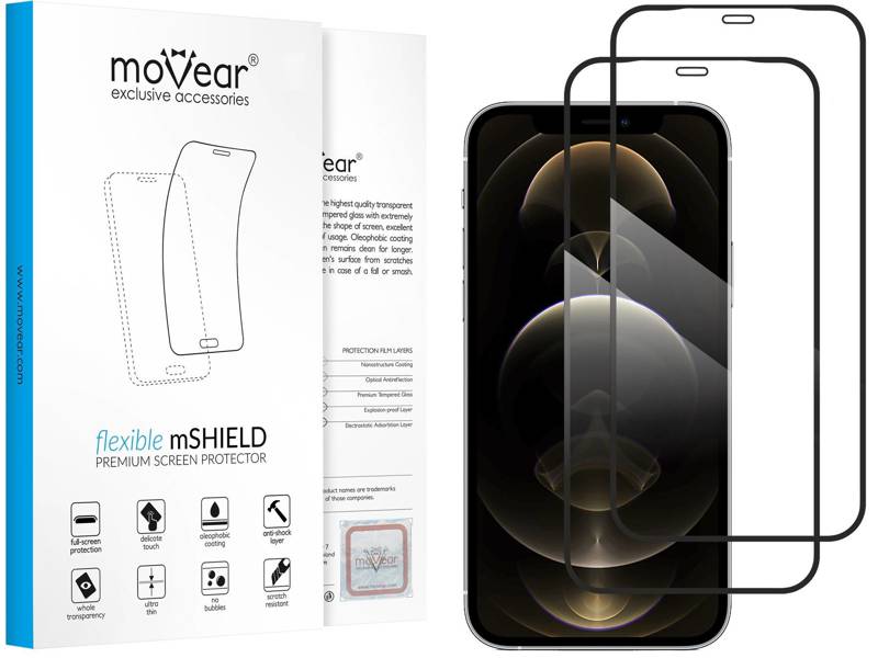 2 szt. | moVear flexible mSHIELD 2D do Apple iPhone 12 Pro Max (6.7"). Pancerne szkło hybrydowe.