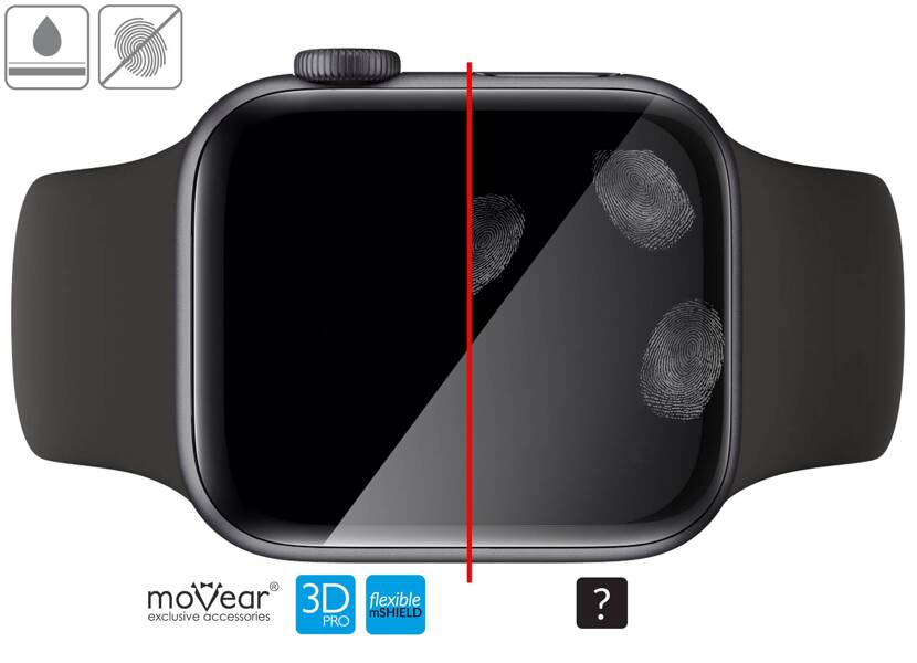 2 szt. | moVear flexible mSHIELD 3D PRO do Apple Watch 3/2/1 (42mm) (1.65"). Pancerne szkło hybrydowe.