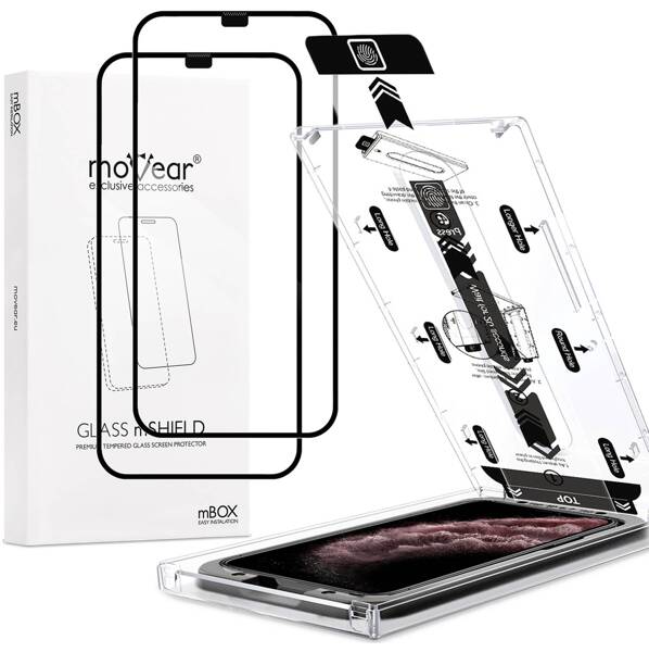 2 szt. | moVear mBOX GLASS mSHIELD 2.5D MAX do Apple iPhone 11 Pro Max / Xs MAX (6.5") (łatwy montaż)