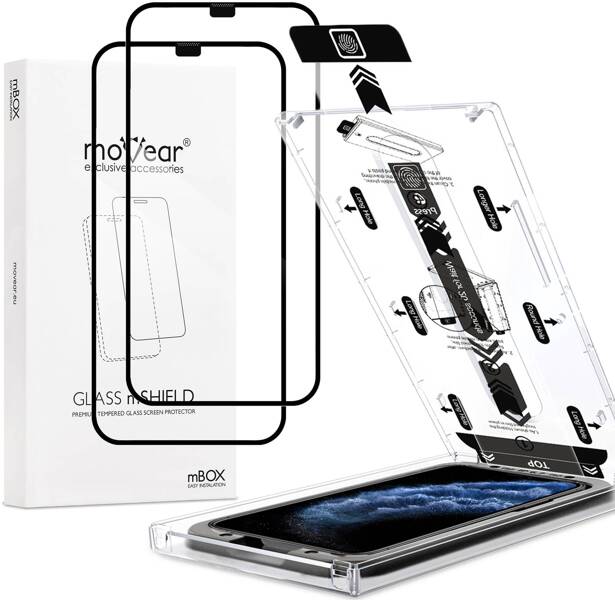 2 szt. | moVear mBOX GLASS mSHIELD 2.5D MAX do Apple iPhone 11 Pro / Xs / X (5.8") (łatwy montaż)