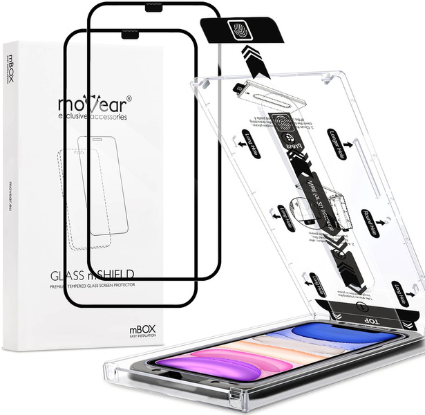 2 szt. | moVear mBOX GLASS mSHIELD 2.5D MAX do Apple iPhone 11 / Xr (6.1") (łatwy montaż)