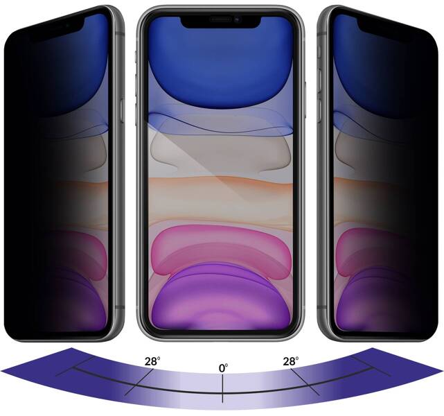 2 szt. | moVear mBOX GLASS mSHIELD 2.5D MAX privacy do Apple iPhone 11 / Xr (6.1") (Anty spy, z Aplikatorem)