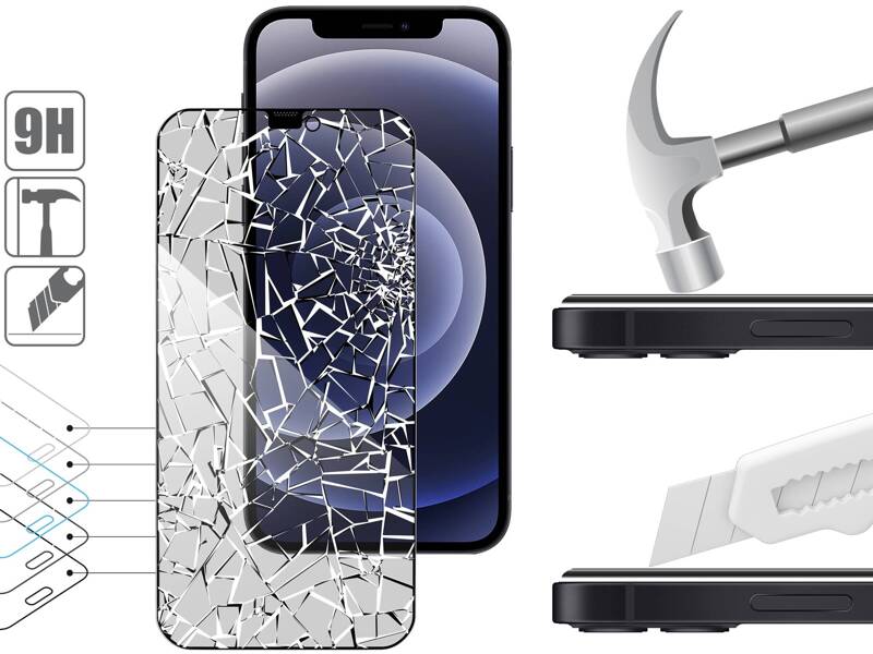 2 szt. | moVear mBOX GLASS mSHIELD 2.5D MAX privacy do Apple iPhone 12 Pro / 12 (6.1") (Anty spy, z Aplikatorem)