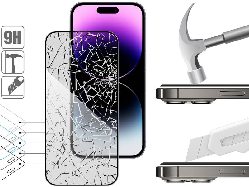 2 szt. | moVear mBOX GLASS mSHIELD 2.5D MAX privacy do Apple iPhone 14 Pro Max (6.7") (Anty spy, z Aplikatorem)