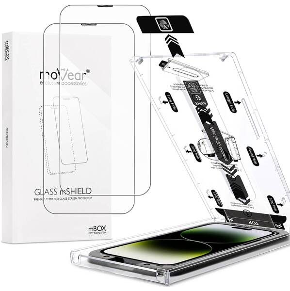 2 szt. | moVear mBOX GLASS mSHIELD 2.5D do Apple iPhone 14 Pro Max (6.7") (łatwy montaż)