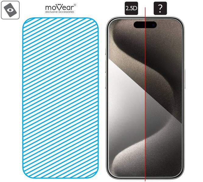 2 szt. | moVear mBOX GLASS mSHIELD 2.5D do Apple iPhone 16 / 15 / 15 Pro (6.1") (łatwy montaż)