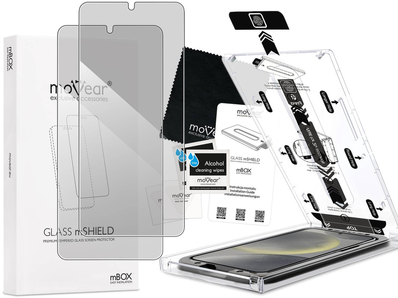 2 szt. | moVear mBOX GLASS mSHIELD 2.5D privacy do Samsung Galaxy S24 (6.2") (Anty spy, z Aplikatorem)