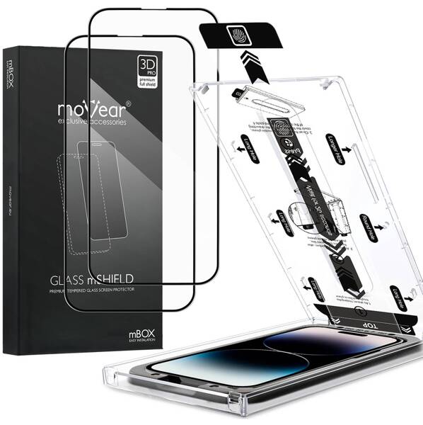 2 szt. | moVear mBOX GLASS mSHIELD 3D PRO do Apple iPhone 14 Pro (6.1") (łatwy montaż)