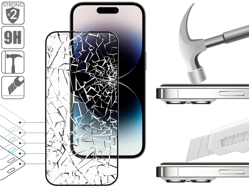 2 szt. | moVear mBOX GLASS mSHIELD 3D PRO do Apple iPhone 14 Pro (6.1") (łatwy montaż)