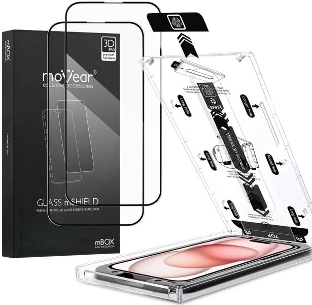 2 szt. | moVear mBOX GLASS mSHIELD 3D PRO do Apple iPhone 16 / 15 (6,1") (łatwy montaż)