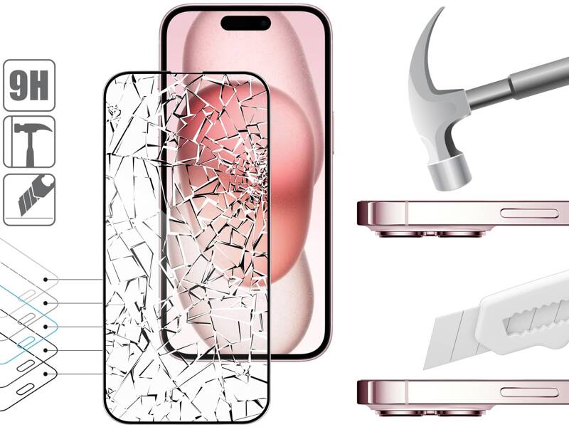 2 szt. | moVear mBOX GLASS mSHIELD 3D PRO do Apple iPhone 16 / 15 (6,1") (łatwy montaż)