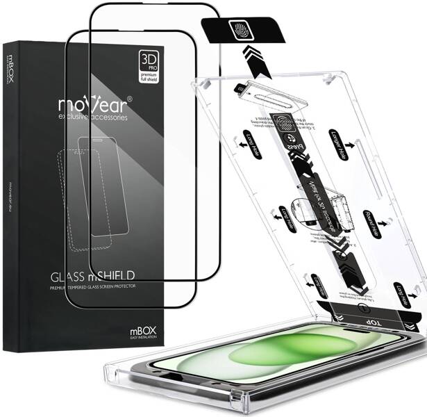 2 szt. | moVear mBOX GLASS mSHIELD 3D PRO do Apple iPhone 16 Plus / 15 Plus (6.7") (łatwy montaż)