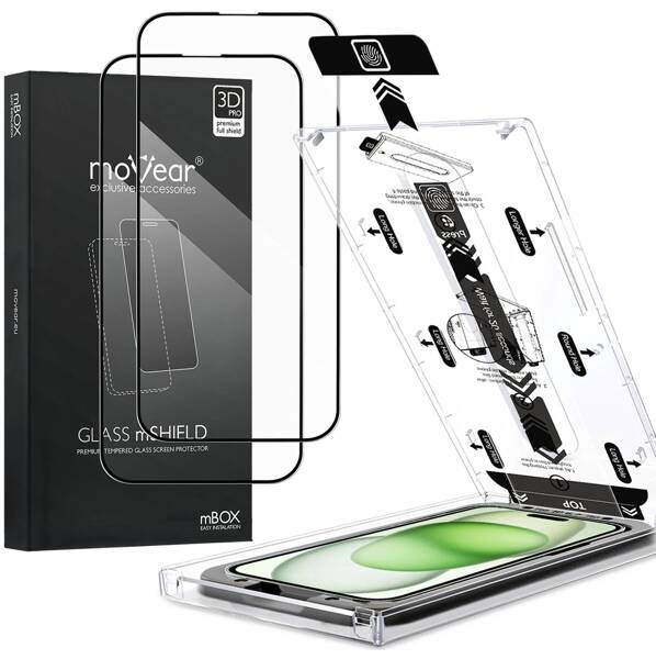 2 szt. | moVear mBOX GLASS mSHIELD 3D PRO do Apple iPhone 16 Plus / 15 Plus (6.7") (łatwy montaż)