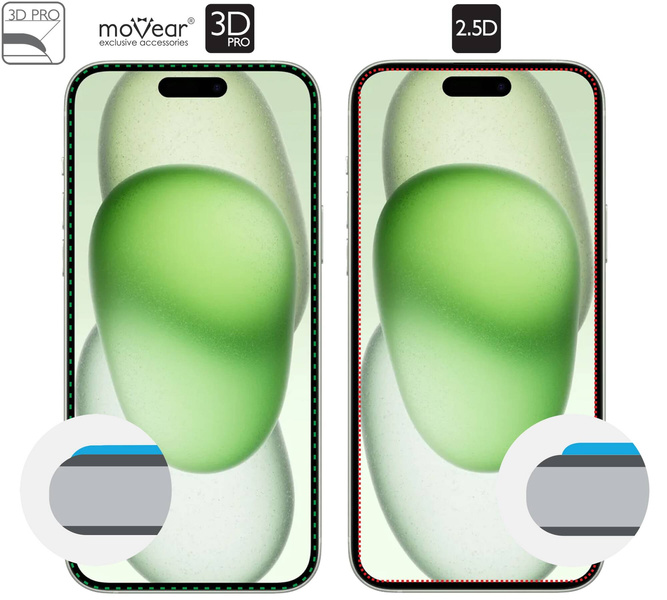 2 szt. | moVear mBOX GLASS mSHIELD 3D PRO do Apple iPhone 16 Plus / 15 Plus (6.7") (łatwy montaż)