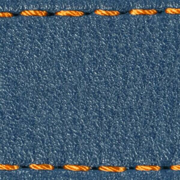 Pasek C1 26mm | Niebieski Jeans / Pomarańczowa nić | Części skórzane bez klamry